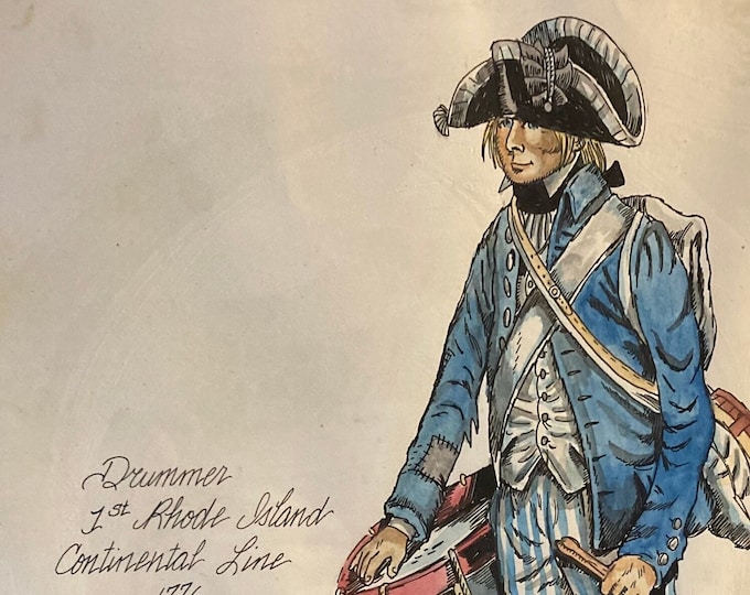 3 Watercolor Paintings of Revolutionary Era  Uniforms . Alan H. Archambault ,1776 & 1779 ,Reproductions