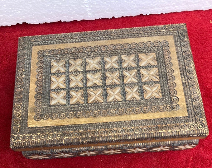 Vintage Handmade  wooden Polish Jewelry Box
