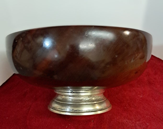 Vintage Mahogany Bowl With Sterling Base