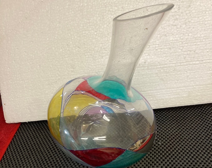 Art Glass Angld Base Hand Blown Vase/ Decanter