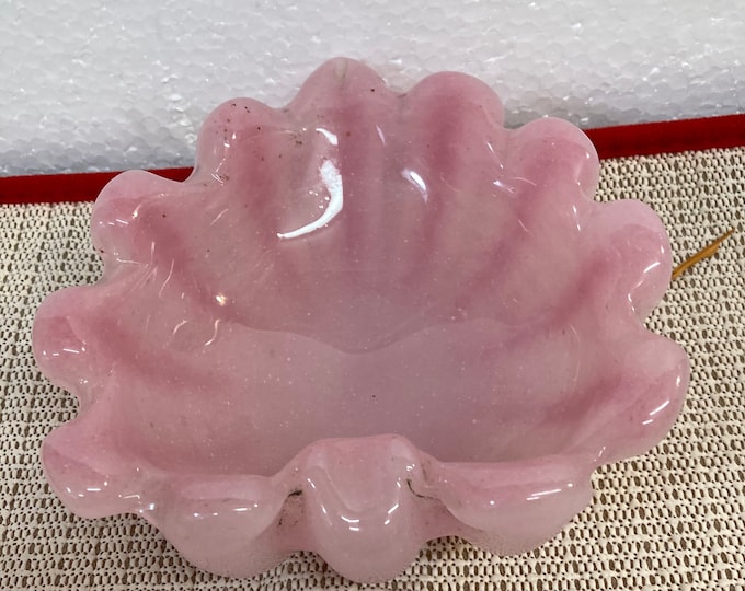 Vintage Murano Opal Pink Handmade Shell Bowl
