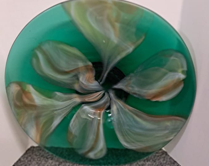 Decorative Shades of Turquoise "Iris" Handblown Glass Display Plate