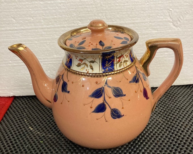 English Redware Teapot,Pink Salmon Color
