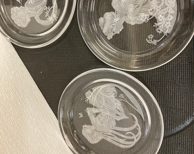 3  Original Crystal Plate Works by Michael Yates   Engraved ,Signed & Dated. Limited Editions, 1984