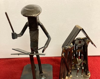 Pair of Metal Sculptures/ figurines Ronald Metal Art  & Dale Warren Metal Works