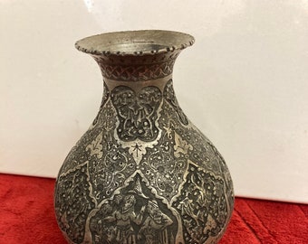 Incredible Antique Hallmark Persian Silver Color Cabinet Vase