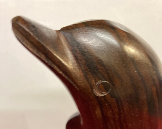 Hand Carved Wood Graceful, Sleek , and Smooth Dolphin Jumping From Waves