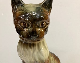 Vintage 1967 Handmade Jim Beam's Trophy Tabby Cat Decanter -  Genuine Regal China -Empty