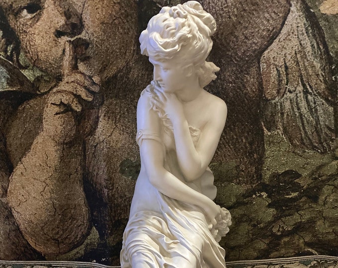 Moreau Signed Plaster Figural Statue 24.5"h, Circa 1930s