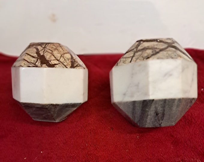 Vintage Marble Dodecahedron  Bookends / Paperweights