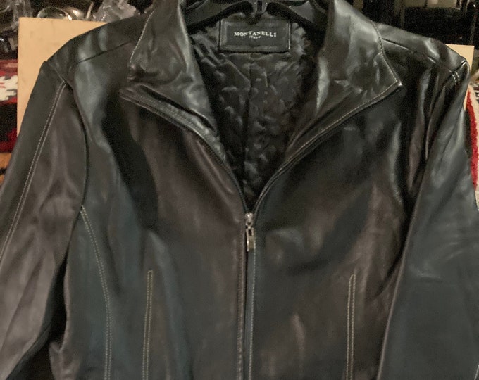 Montenelli Soft Lamb Leather Jacket With  Removable Hood