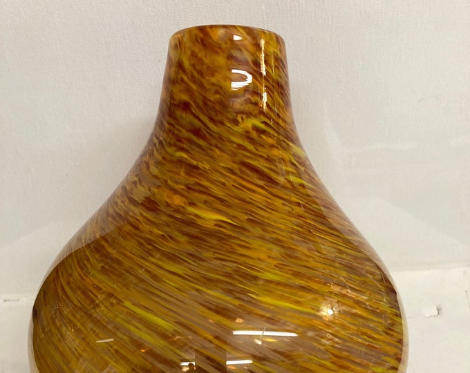 Handmade Murano Brown, Yellow ,gold, Vase.Maestri Vetrai Murano