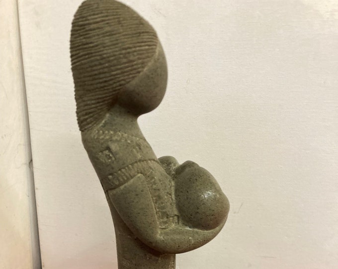 Stone Kenya Lady Child Madonna Sculpture,