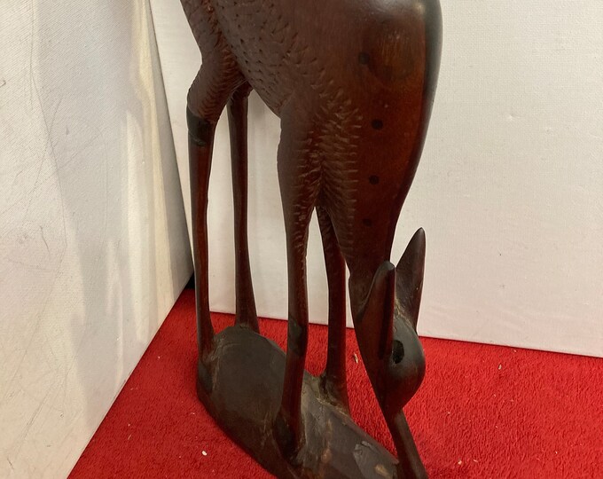 Handmade Wood Sculpture of Raindeer, Mid-Century Europe