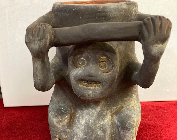 Vintage Handmade Ceramic Vase  by the Angel Ceron , Mexico