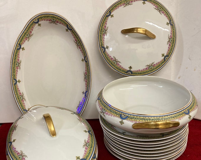 14 pcs Set Vintage Nathan  Straus & Son Limoges France Bone  China Collectibles