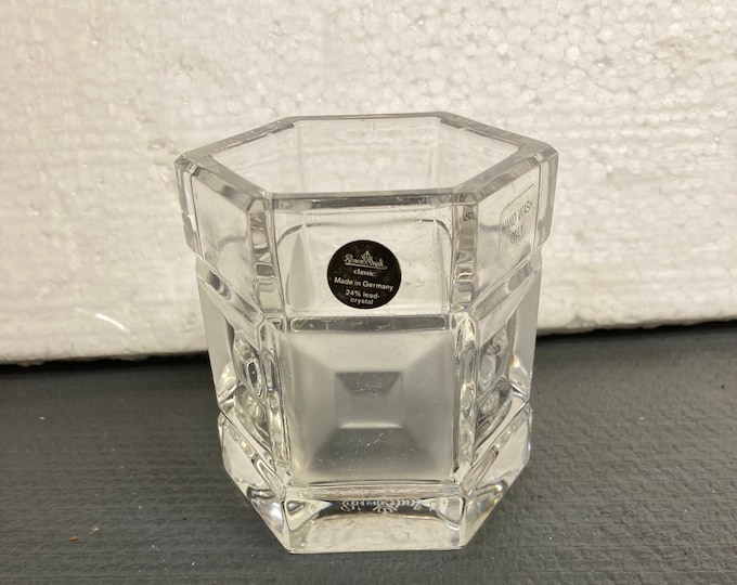 Rosenthal Germany Crystal Bowl Dish Domus Pattern Hexagon Shape 6 Panels Sparkly