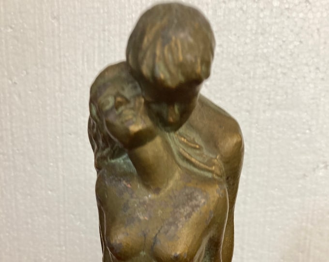 Vintage Art Deco Bronze  Lovers Sculpture