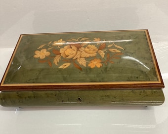 Vintage Rouge Swiss Musical Movement Jewelry  Box