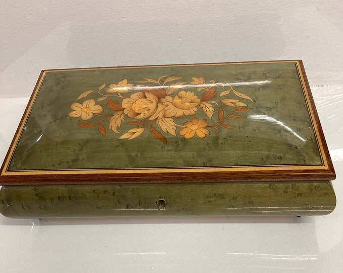 Vintage Rouge Swiss Musical Movement Jewelry  Box