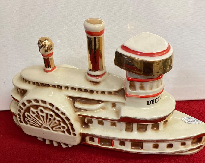 EZRA BROOKS DECANTER Delta Belle Paddle Boat w/ Stopper Unique Colorful