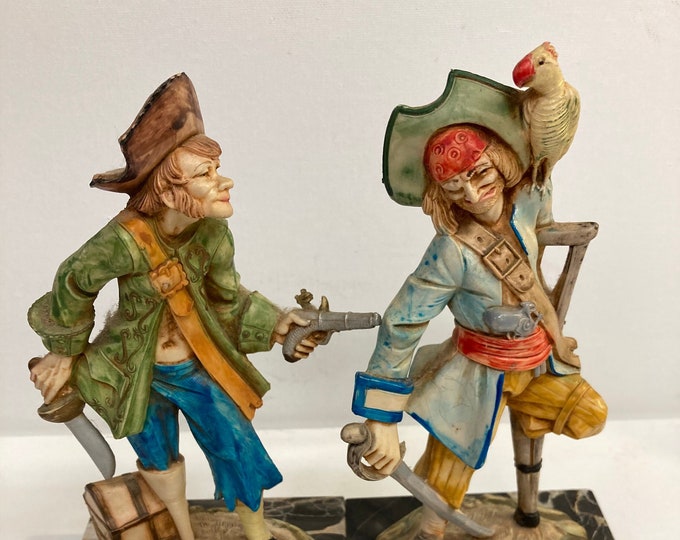 Vintage Fontanini PIRATE FIGURINES Genuine Made In Italy Carrara Marble