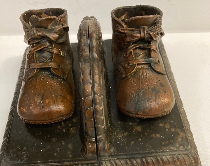 Vintage Bronze Baby Shoe Bookends,American Bronzing Co.