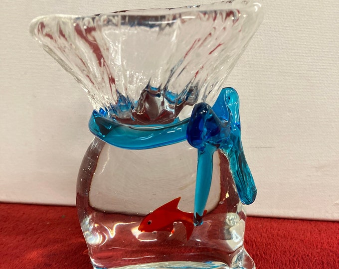 Late 20th Century  Murano Fish in Bag Glass Sculpture