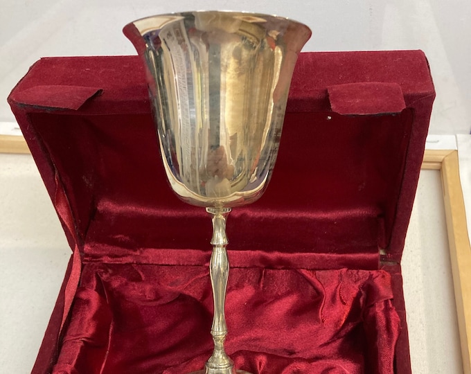 Silver Plated Shabbat  Wine  Gobler  with  prayer