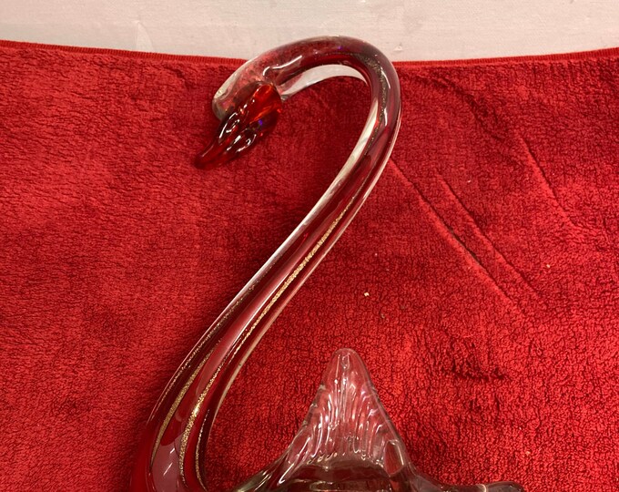 Murano Style Handmade Red Swan  Glass Figurine. Beaufitul Gift from Italy