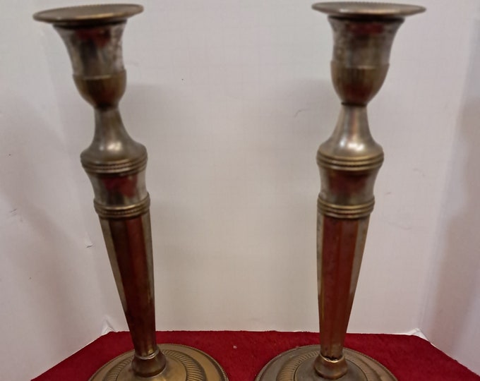 Antique Pair of Victorian Brass Candlesticks