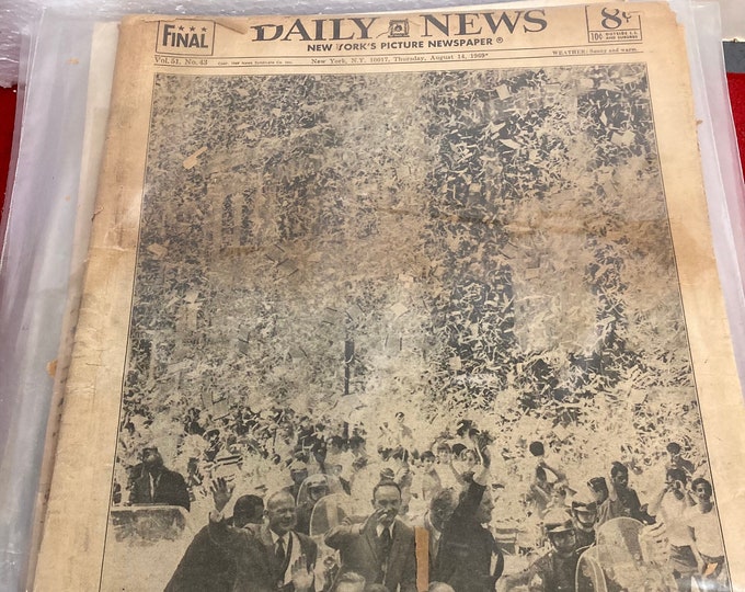 1969 Moon Landing Newspaper: Buzz Aldrin, Armstrong Broadway Parade