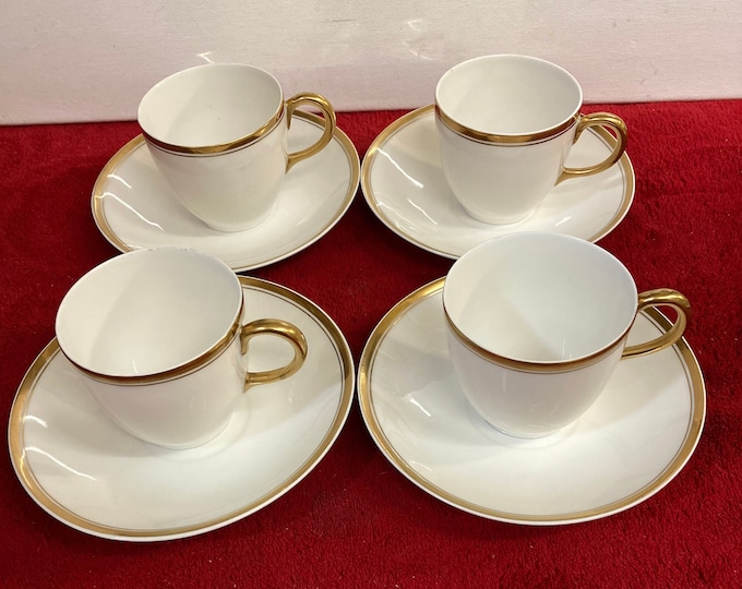 Antique Haviland Limoges Teacup and Saucer Set, Gold Trim