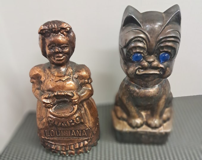 Antique Metal Coin Banks: Art Deco Bulldog & Louisiana Bronze