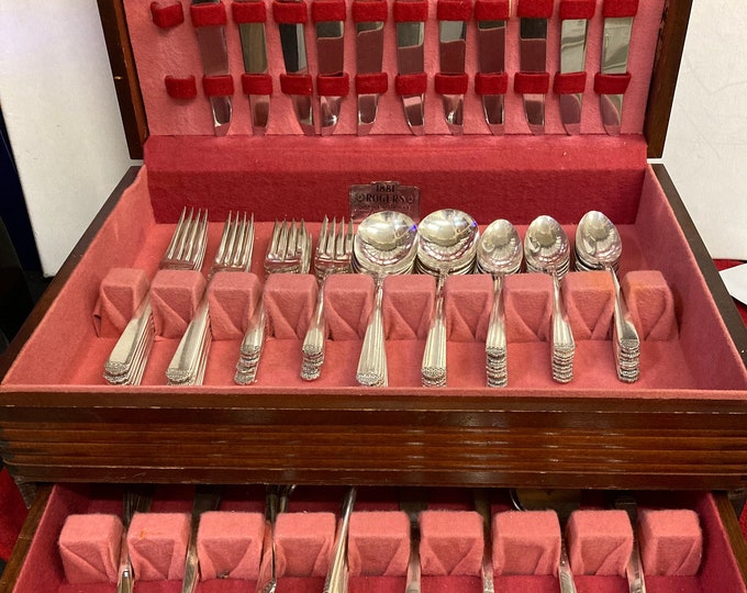 1938 Surf Club Ocean Waves Silverplate Oneida Ltd 1881 Rogers,101 pcs