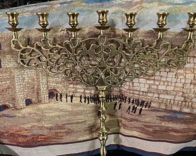 Vintage Ornate Designed Brass  Candelabra with 7 Candle Holders
