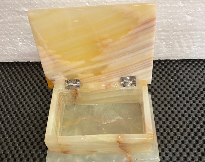 Elegant Multi-Color Marble  Jewelry Box With  Brass Hinged .