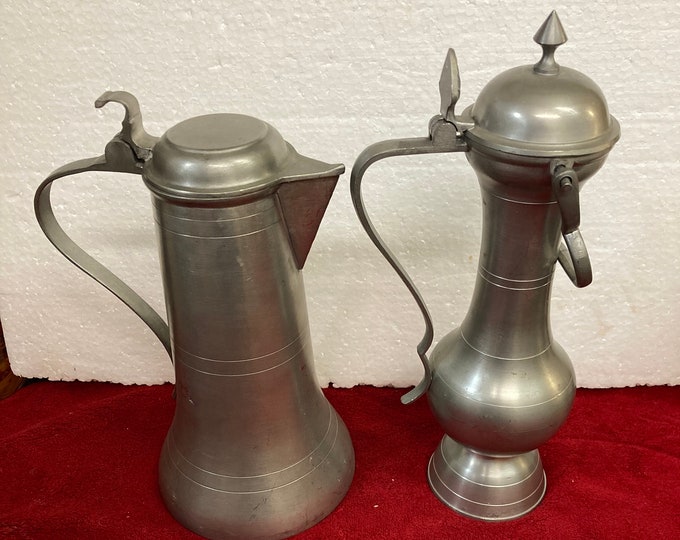 Two  Mid 20th Century Vintage  Holland & Italy  Pewter Tea Pots
