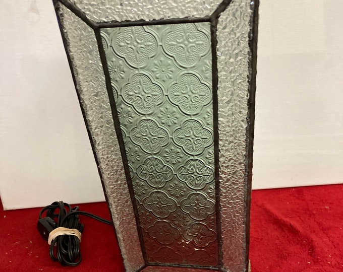 Vintage Handcrafted Art Deco two-toned textured glass table lamp shade -