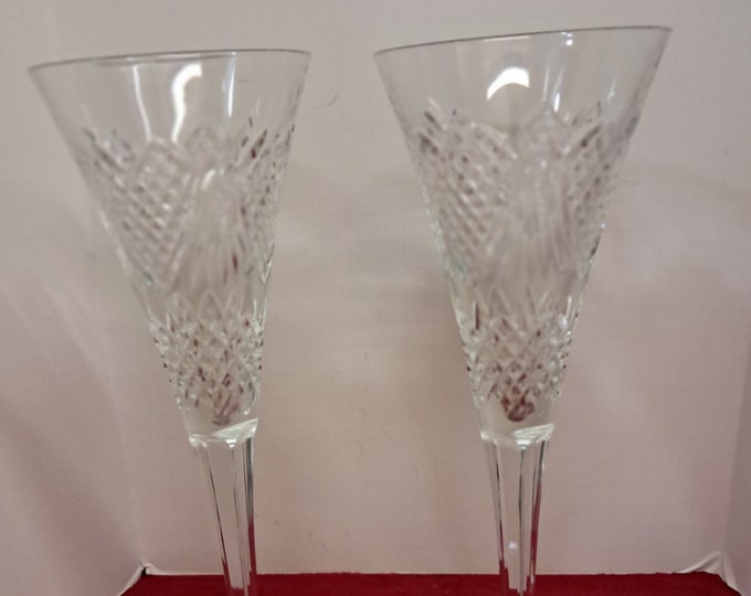 Waterford Crystal Celebration Love / Heart Champagne Toasting Flutes, Pair