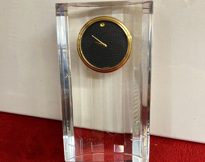 MOVADO Molded Glass Desk Clock  Late 20th century.
