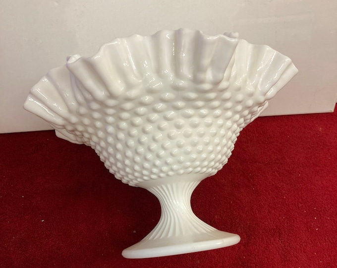 Two Vintage Fostoria  Milk Glasses Centerpiece Fruit Bowl