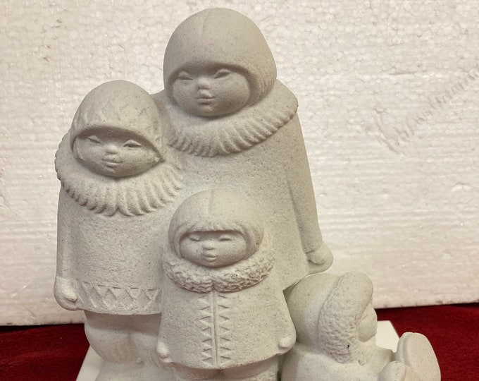 Vintage MarBell Sand Stone Sculpture on a Mable Base made in Belgium