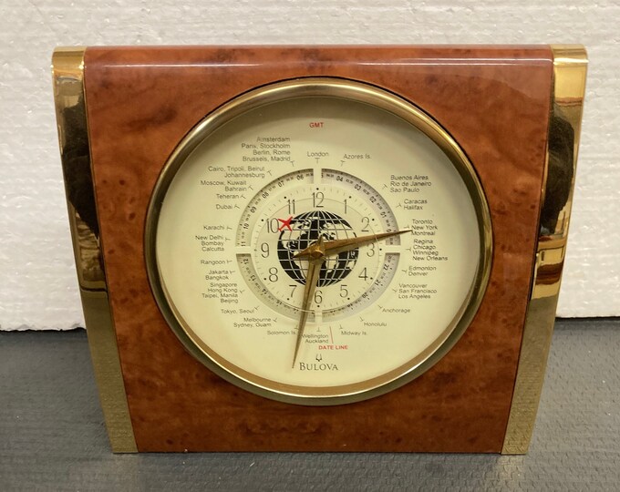 RARE Bulova World Time Desk Clock Excellent Airplane Second Hand Etsy