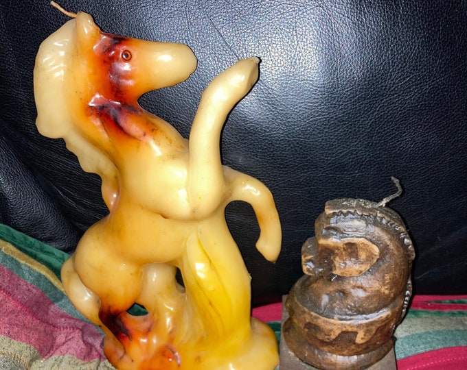Two Decorative Vintage Horse Candles