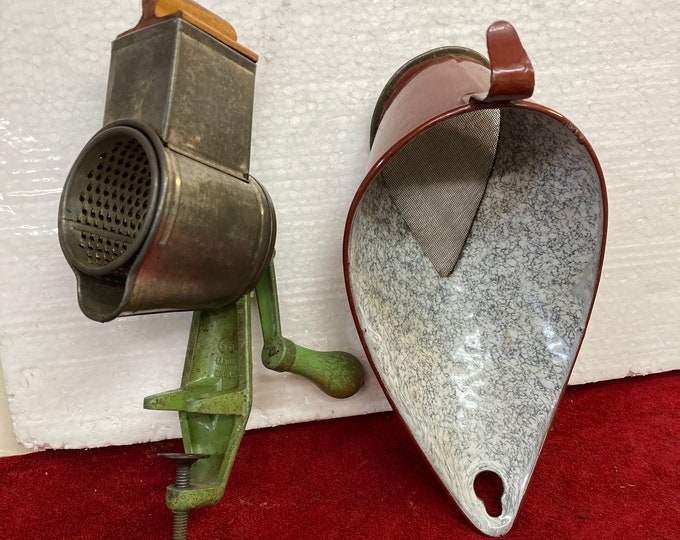 Vintage TALA Jadeite Green Cheese Grater & Metal Flour Sifter