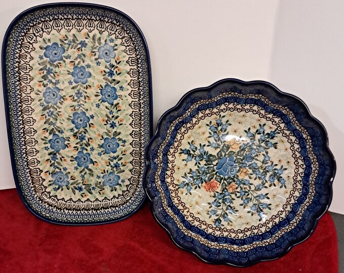 Handmade  & Hand Painted Stonewear by J.Ckraska, and L. Lemkiewicz  Polish Pottery Set,