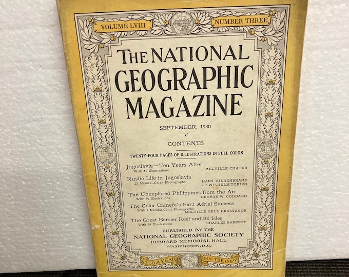 Vintage National Geographic Magazine - September 1930, Color Illustrations