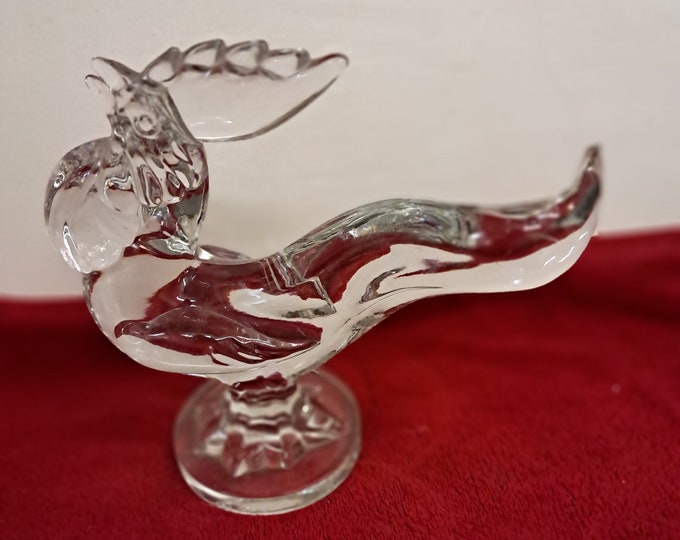 Rooster Crystal Crooked Tail 7.5" New Martinsville Glass Company