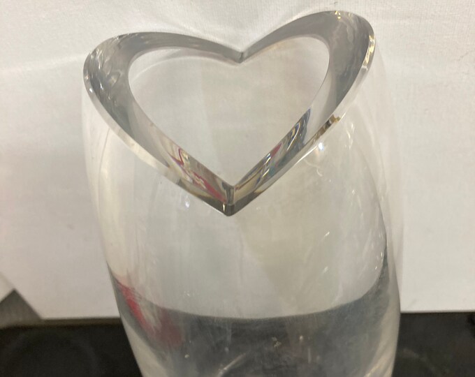 Tall, Clear Glass Leaded Crystal Vase in the Style of Orrefors Sweden